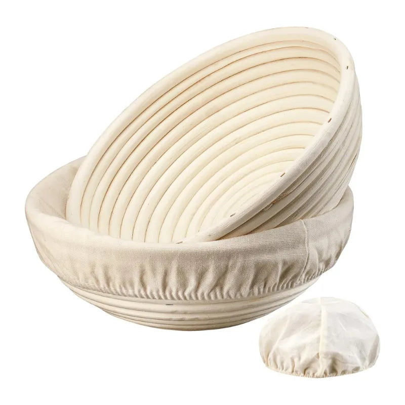 9" Round Rattan Banneton Set (2-Pack) with Liners
