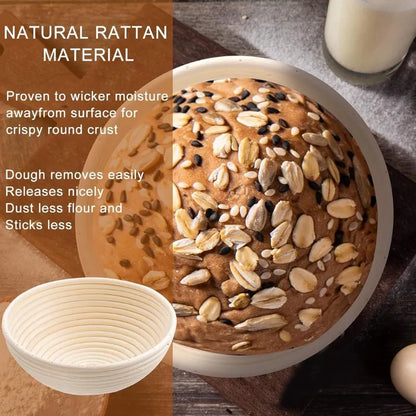 9" Round Rattan Banneton Set (2-Pack) with Liners